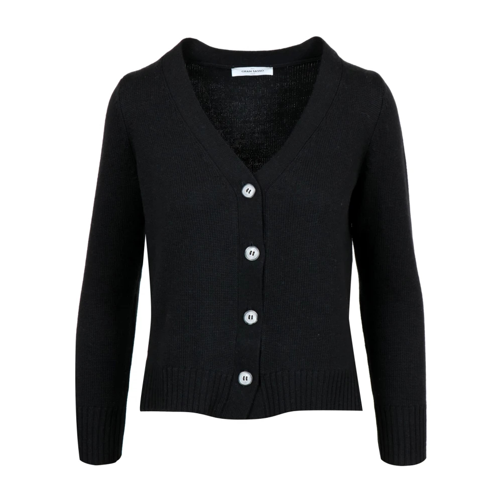 Gran Sasso Damen Schwarz - Merino Woll Cardigan - Knitwear - K -M