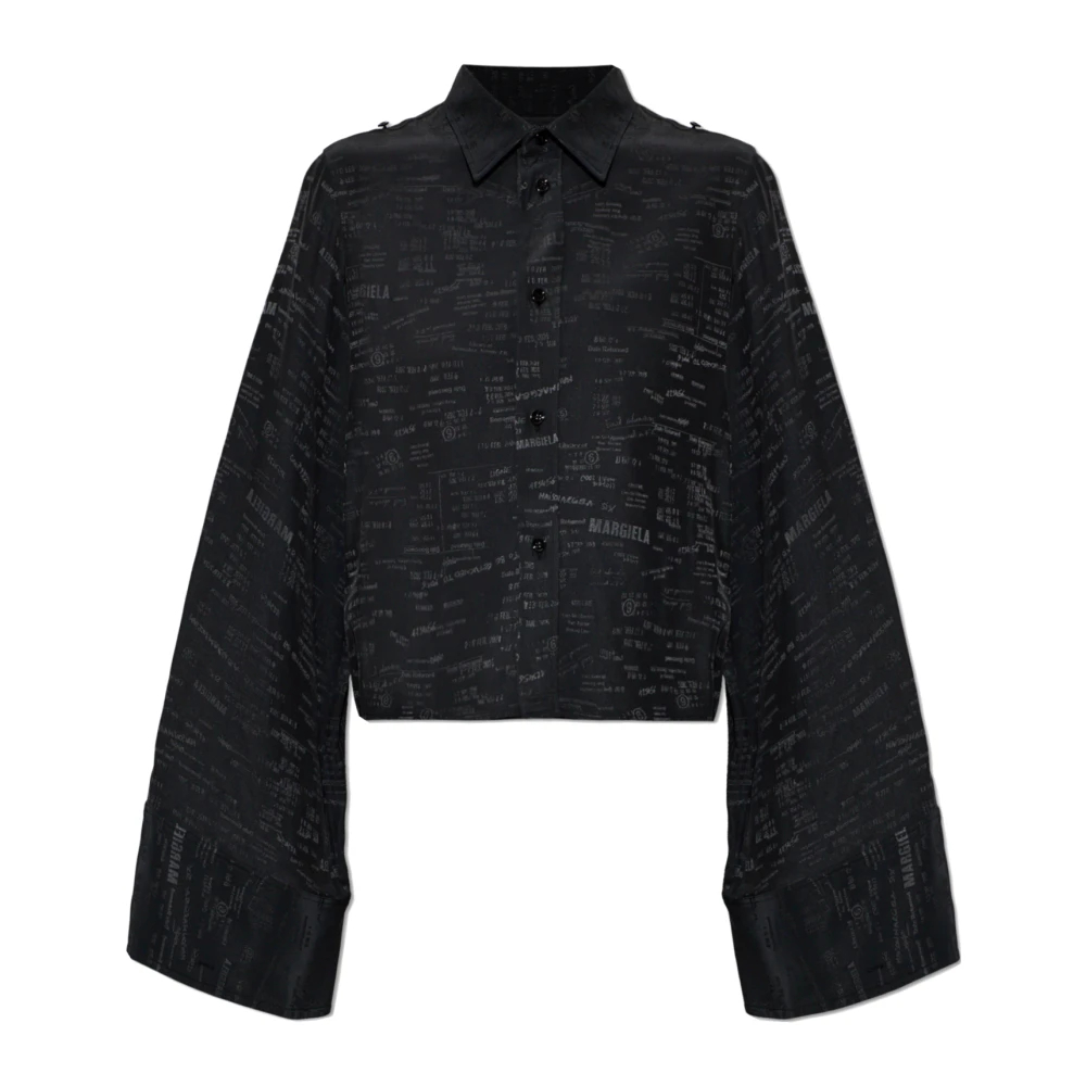 Mm6 Maison Margiela Damen Schwarz - Jacquard Convertible Shirt - Blouses & Shirts - K - Xs