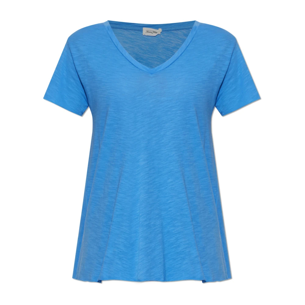 American Vintage Damen Blau - Jacksonville V-Neck T-Shirt - Tops - Xs