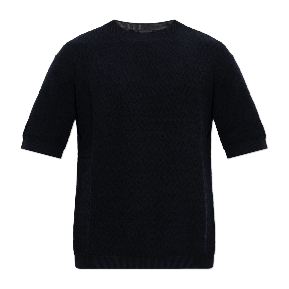 Emporio Armani Herren Blau - Pullover Mit Chevron-Jacquard-Strick - Knitwear - 2XL