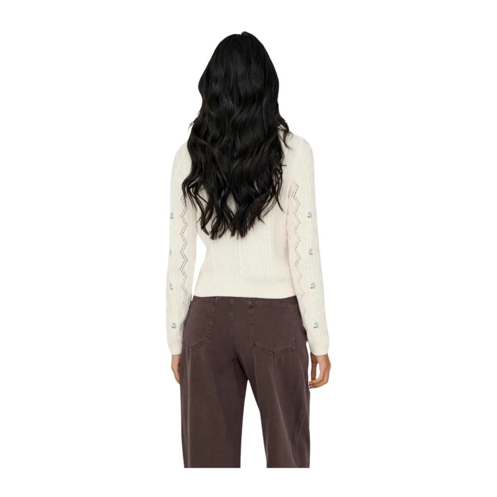 Only - Bedruckte- Langärmlige Strickware Mit Rundhalsausschnitt - Knitwear - Damen - Weiß - L - Bild 8