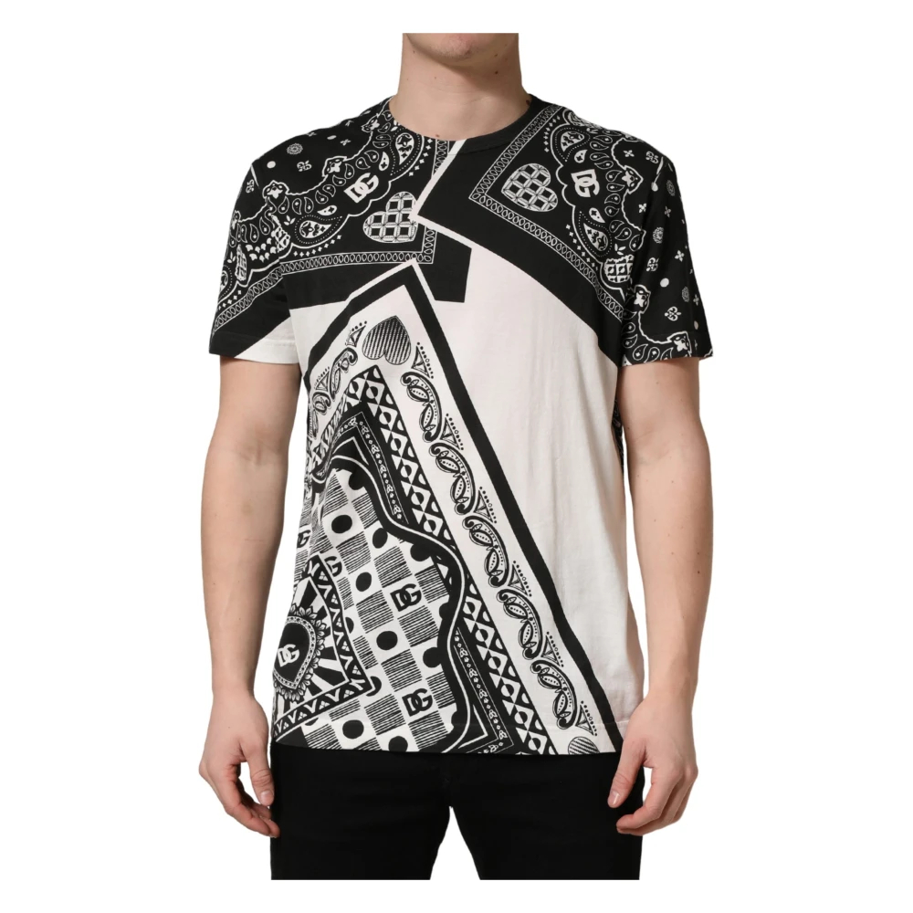 Dolce & Gabbana Herren Multicolor - Bandana Baumwoll-T-Shirt Mit Rundhalsausschnitt - Tops - Mehrfarbig -S
