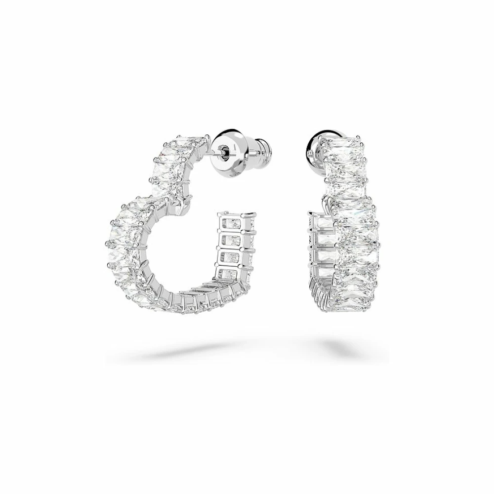 Swarovski Matrix Kreolen, Baguette-Schliff, Herz, , Rhodiniert Weiß  - Image 7