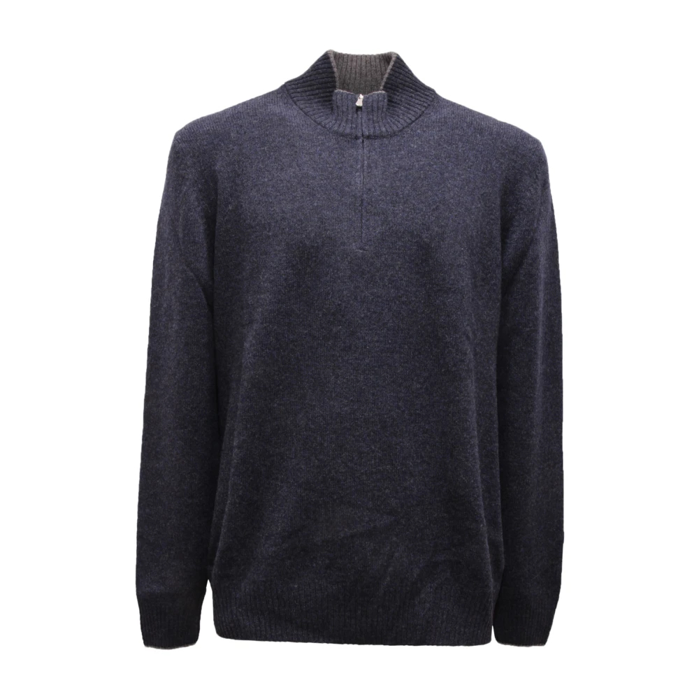 Gran Sasso Herren Blau - Half-Zip-Pullover - Knitwear - 2XL