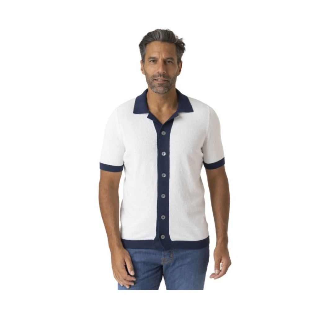 Gran Sasso Herren Weiß - Zweifarbige Schwamm-Effekt Hemd - Knitwear - M