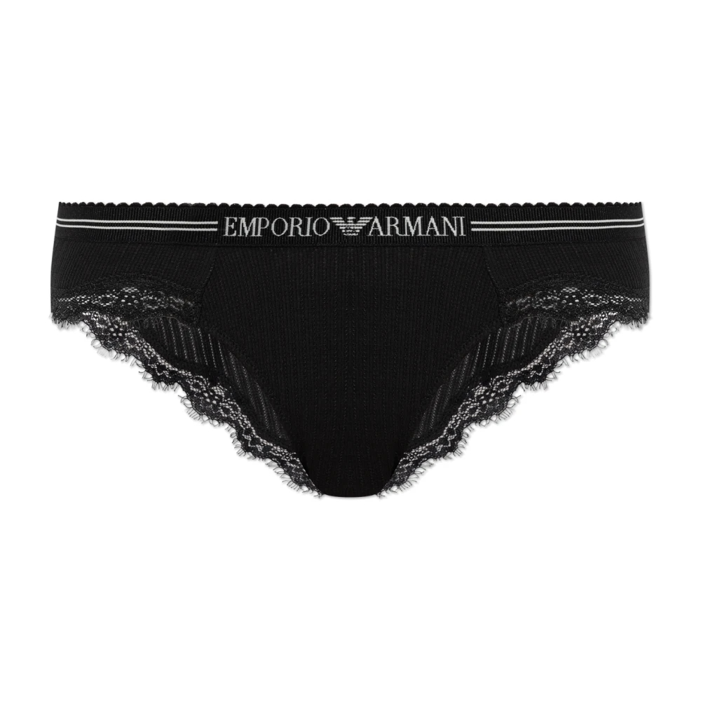 Emporio Armani Damen Schwarz - Slips Mit Spitzeneinsätzen - Underwear - K - L
