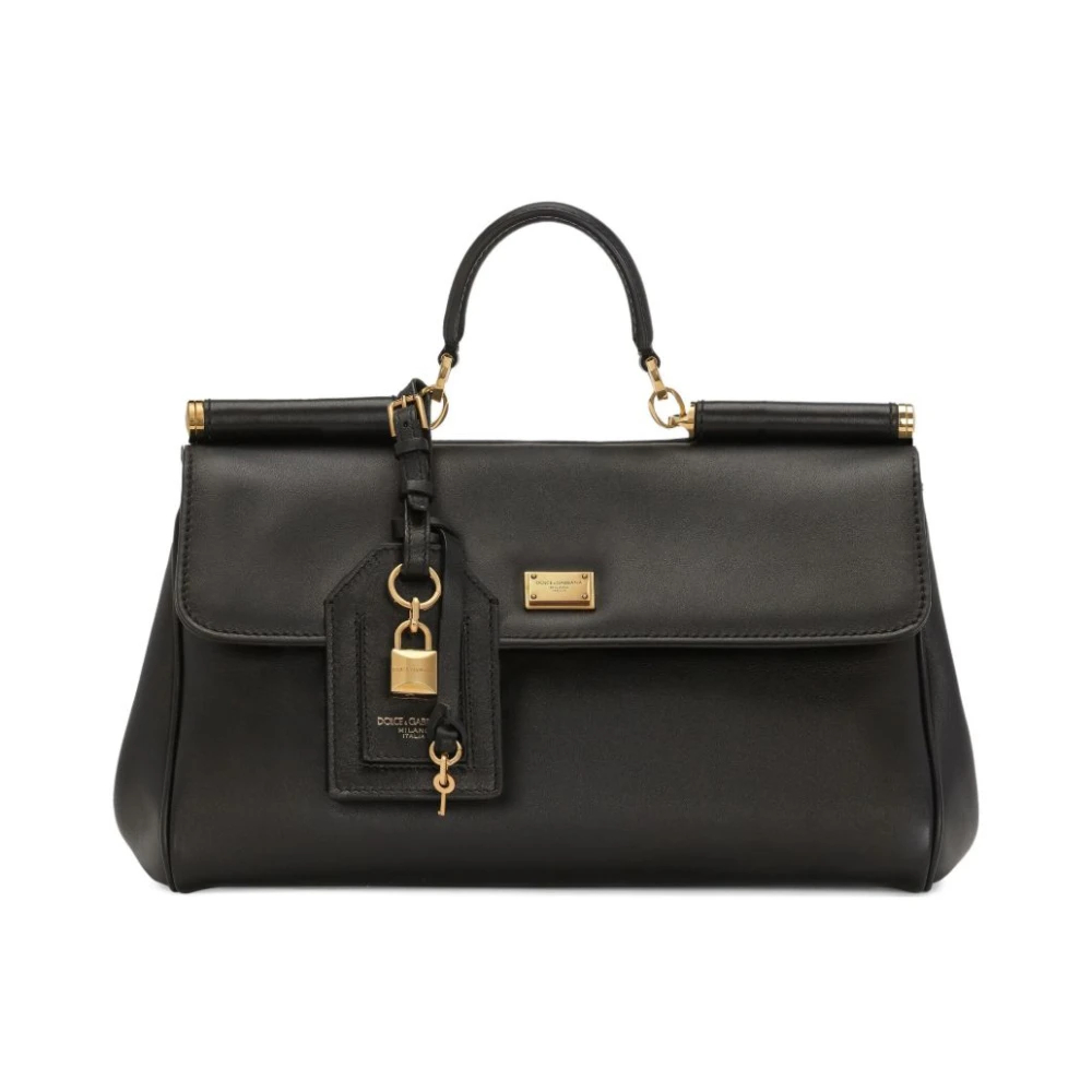 Dolce & Gabbana, Damen, Handtasche, vintage my sicily bag in black leather, Schwarz - Bild 4