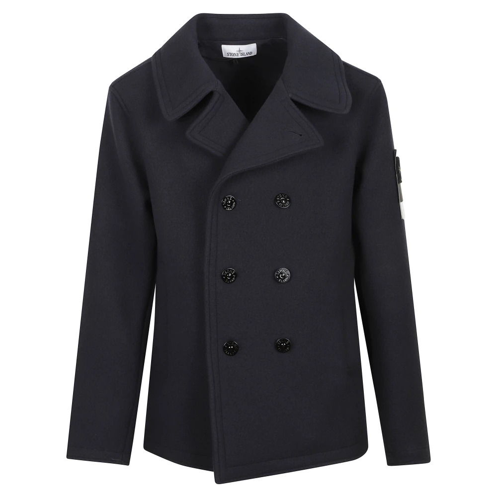 STONE ISLAND | Blue Heavy Melton wool double-breasted coat | male | XL - Bild 3