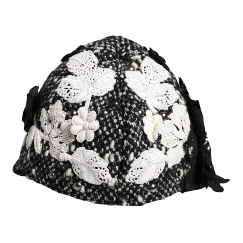 Dolce & Gabbana Damen Schwarz - Er Weißer Blumiger Cloche Hut - Accessories - K - One Size