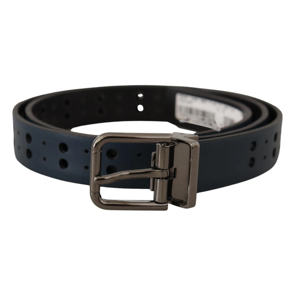 Dolce & Gabbana Herren Blau - Eleganter Er Ledergürtel Mit Metallschnalle - Accessories - One Size
