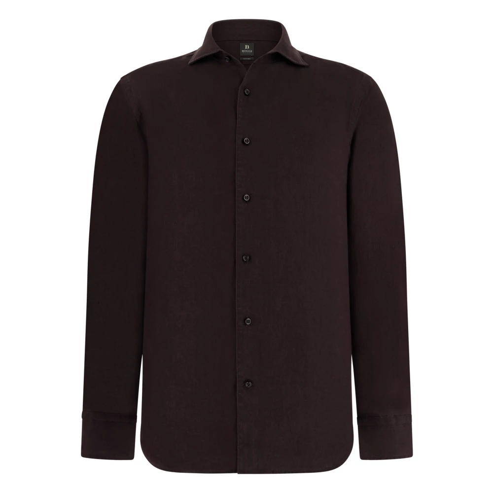 Boggi Milano Herren Braun - Regular Fit Leinenhemd - Shirts - S