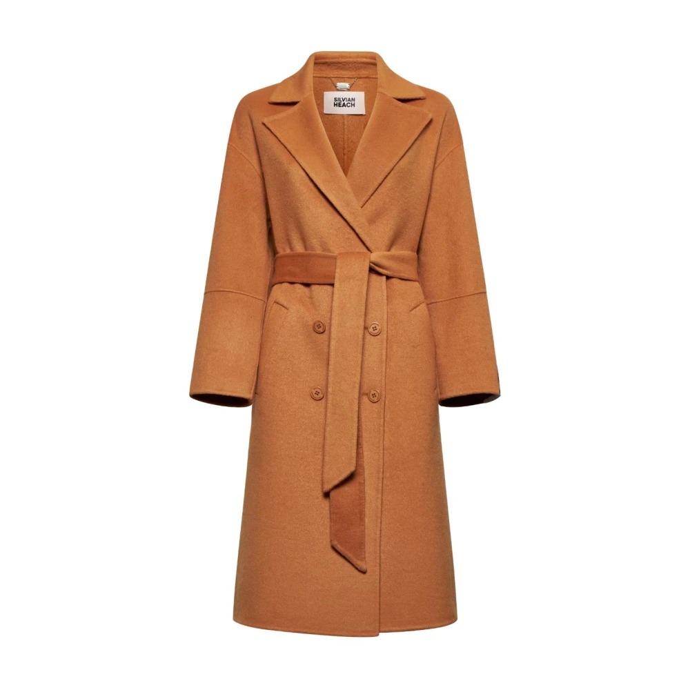 Silvian Heach Damen Braun - Doppelreihiger Mantel Mit Gürtel - Coats - Xs