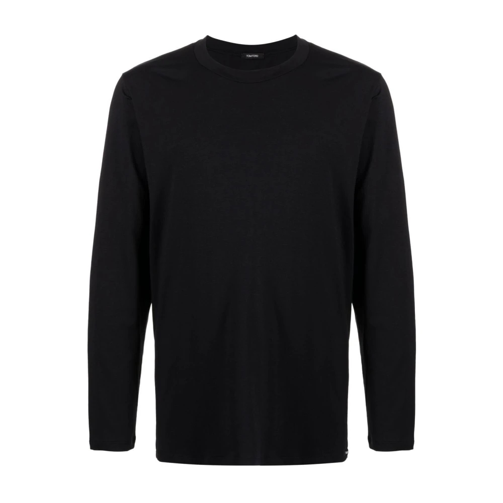 Tom Ford Herren Schwarz - Langärmeliges T-Shirt Mit Rundhalsausschnitt - Tops - K - M