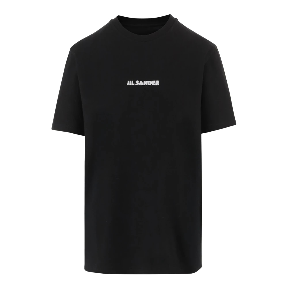 Jil Sander Damen Schwarz - Baumwoll-T-Shirt Mit Logo - Tops - K - Xs