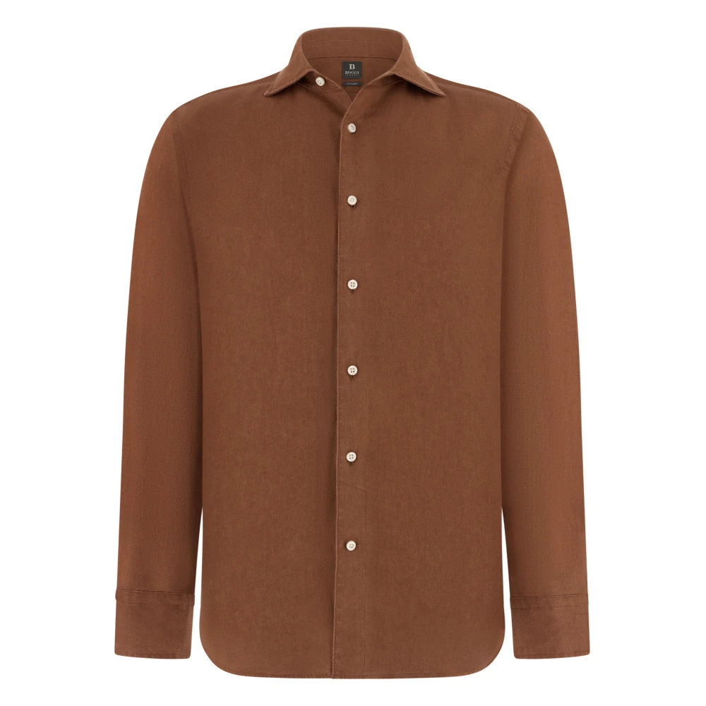 Boggi Milano Herren Orange - Regular Fit Leinenhemd - Shirts - M