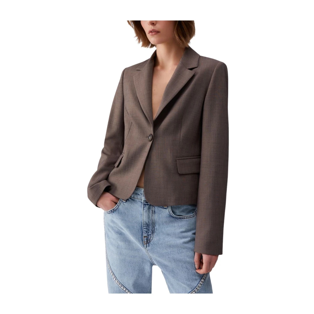 Liu Jo Damen Braun - Slim-Fit Melange-Blazer - Jackets - M