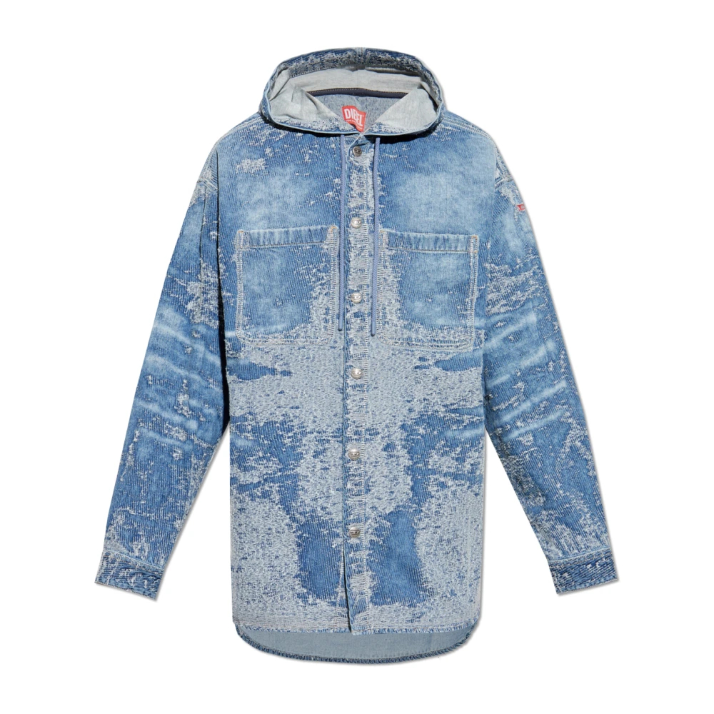 Diesel Herren Blau - Denim Hemd Mit Kapuze - Shirts - Xl