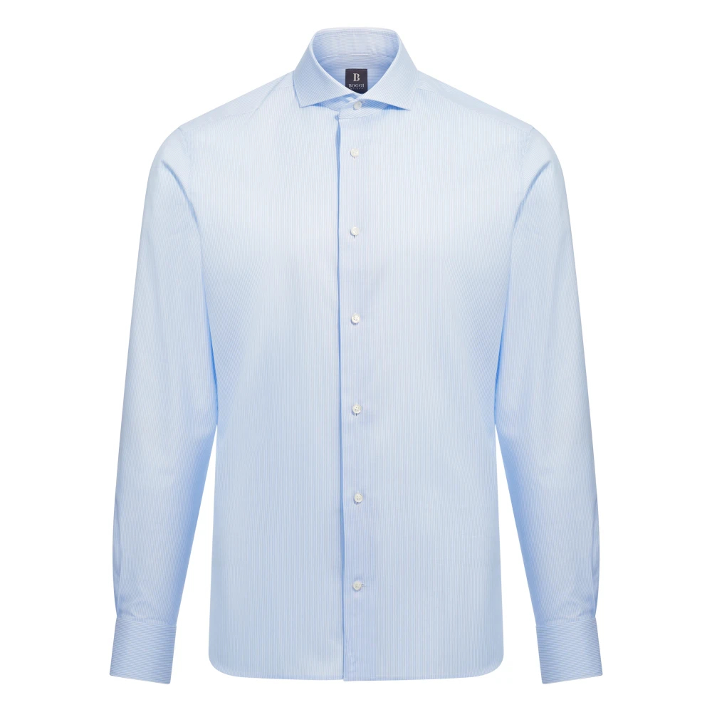Boggi Milano Herren Blau - Slim Fit Baumwoll-Twill-Hemd - Shirts - 3XL
