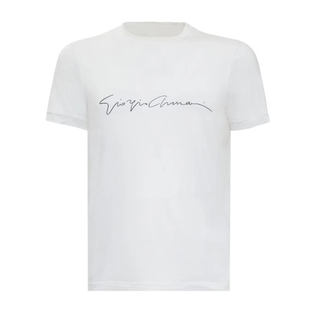 Giorgio Armani Herren Weiß - Signature Logo T-Shirt - Tops - Xl