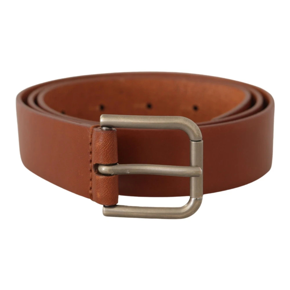 Dolce & Gabbana Herren Braun - Eleganter Ledergürtel Mit Metallschnalle - Accessories - 90 Cm
