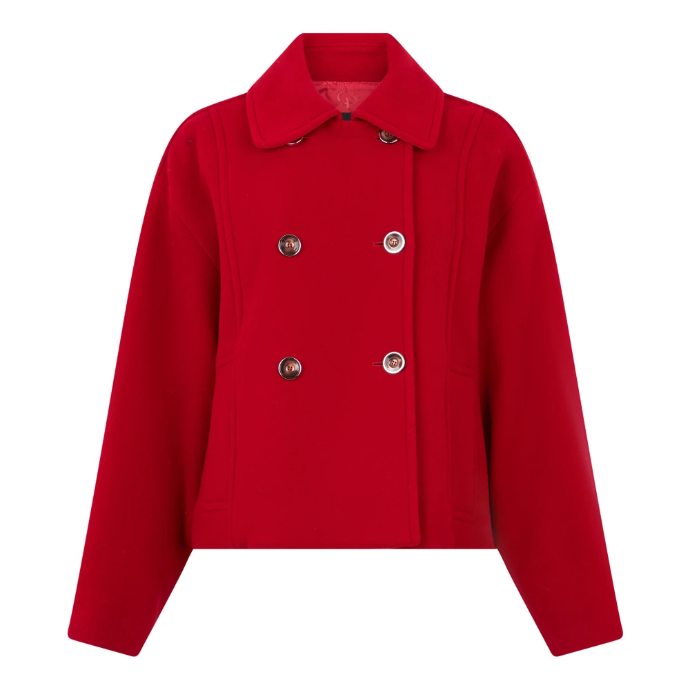 Pinko - Zweireihiger Mantel - Jackets - Damen - Rot - S