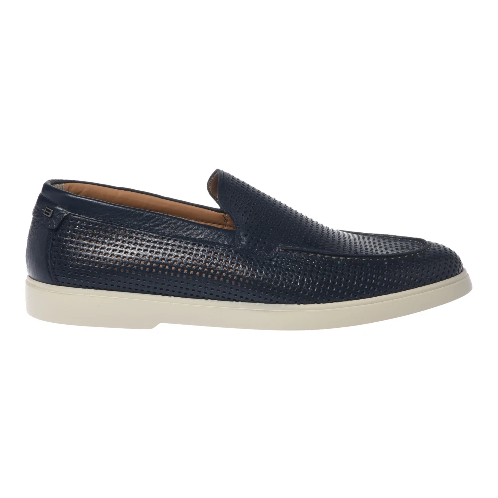 Baldinini - Perforated Tumbled Leather Loafer - Shoes - Herren - Blau - 40 Eu