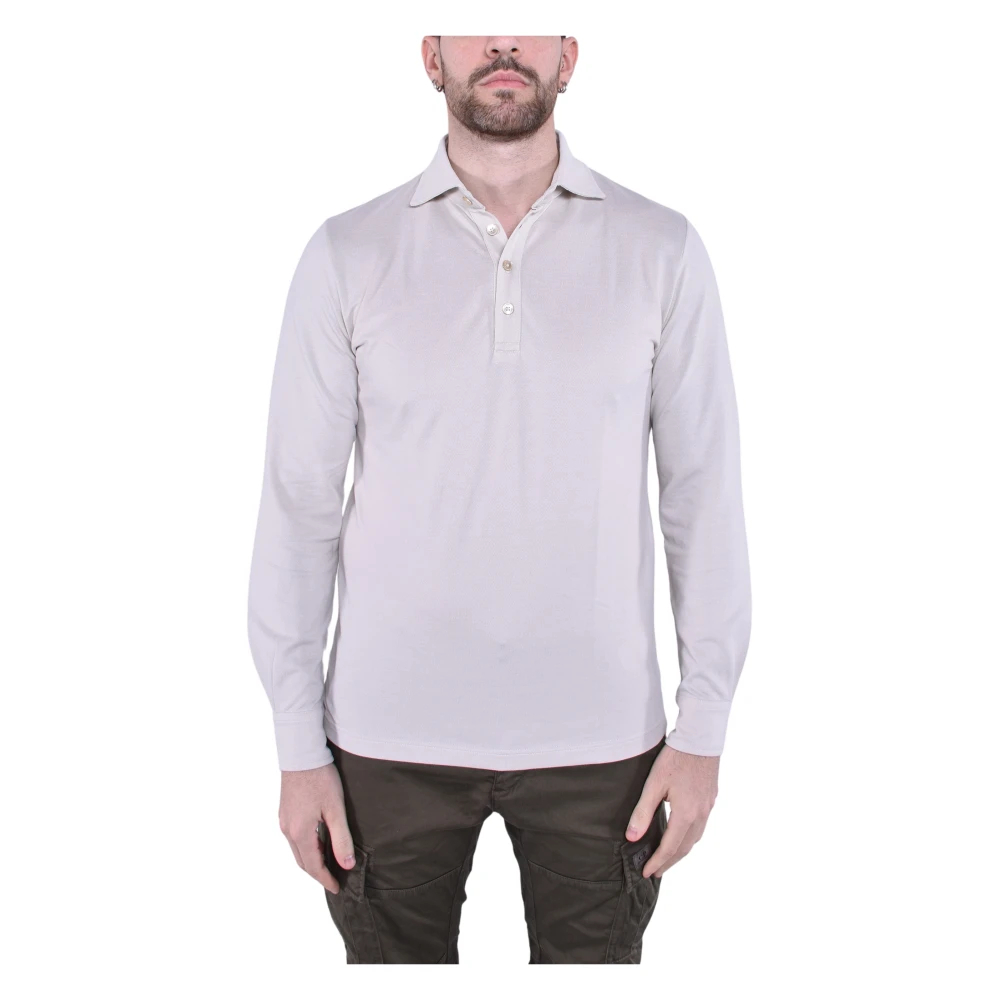Eleventy Herren Beige - Langarm Baumwoll-Poloshirt - Tops - M