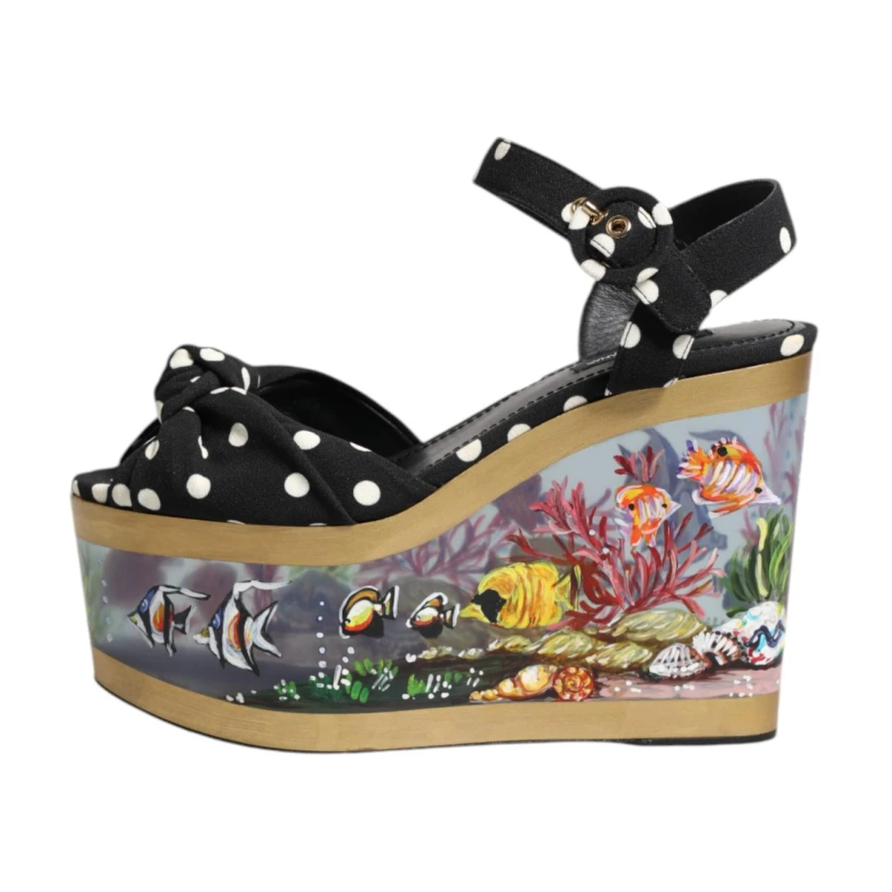 Dolce & Gabbana Damen Multicolor - Polka Dot Fisch Keilabsatz Sandalen - Shoes - Mehrfarbig - 37 Eu