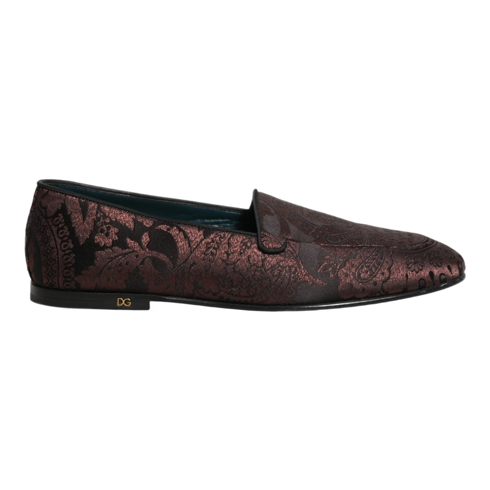 Dolce & Gabbana Herren Braun - Jacquard Leder Slipper Loafers - Shoes - 44 Eu