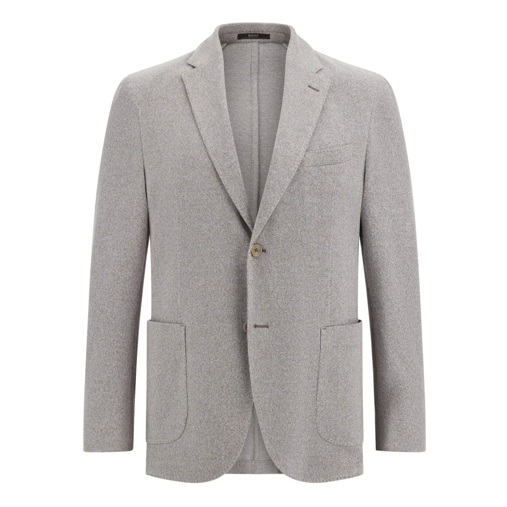 Boggi Milano Herren Grau - Jersey Baumwoll- Und Leinenjacke - Jackets - 3XL