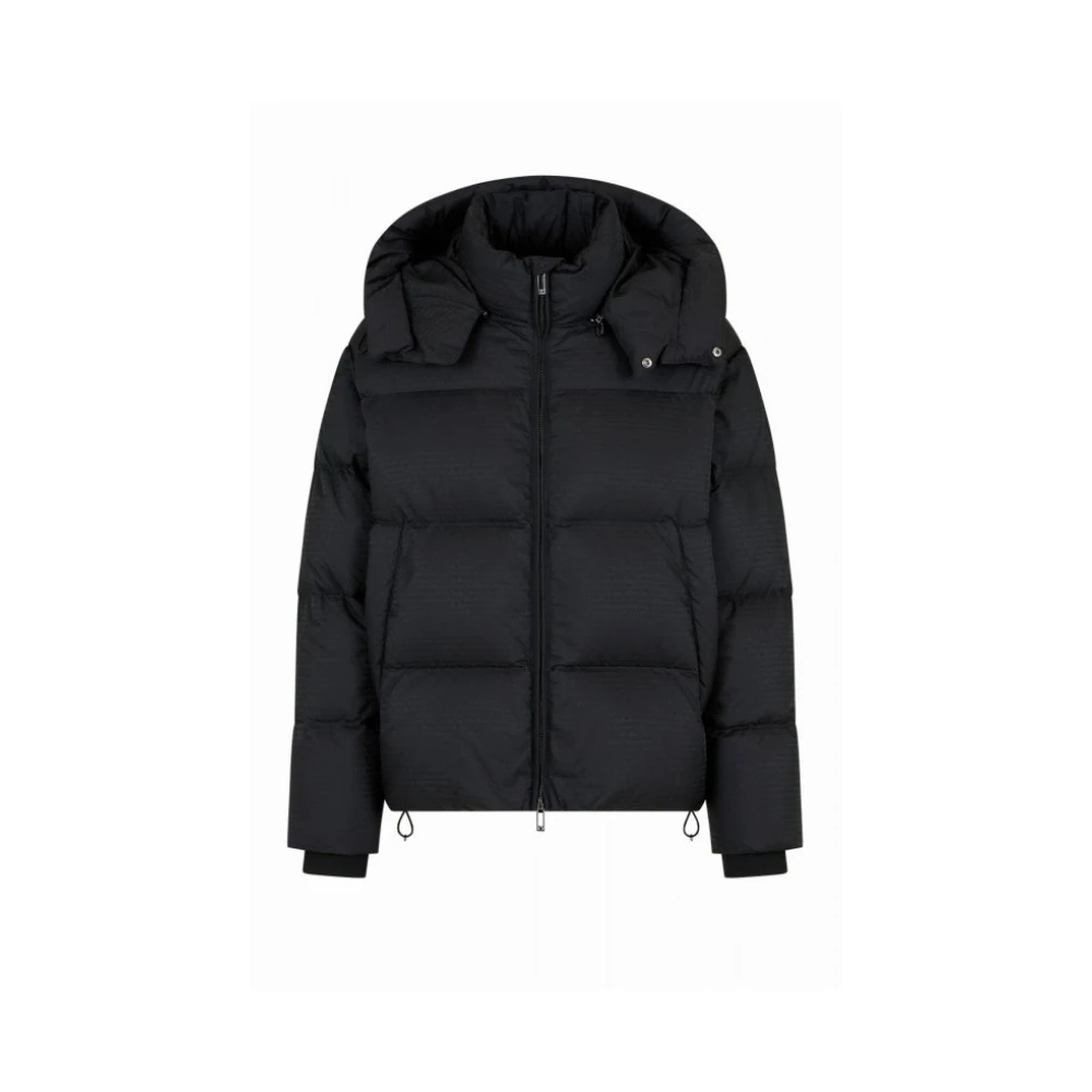Emporio Armani Herren Schwarz - Kapuzen-Daunenjacke Mit Reißverschluss - Jackets - K - L
