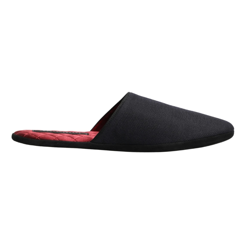 Dolce & Gabbana Herren Schwarz - Wool Cotton Chevron Slippers - Shoes - K - 45 Eu