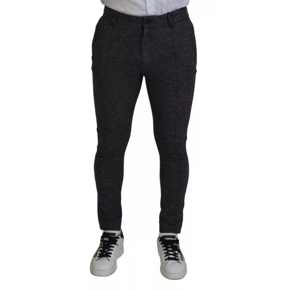 Dolce & Gabbana Herren Schwarz - Chevron Viskose Skinny Hose - Trousers - K - M