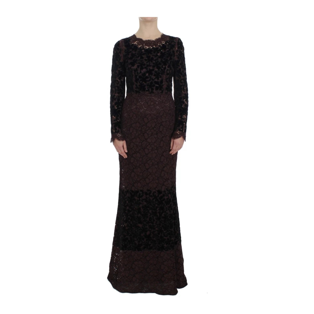 Dolce & Gabbana Damen Violett - Luxuriöses Blumenspitzen Maxikleid - Dresses - Lila - M