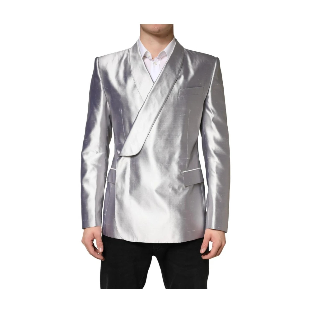 Dolce & Gabbana Herren Grau - Sicilia Seiden-Doppelreiher-Blazer - Jackets - M