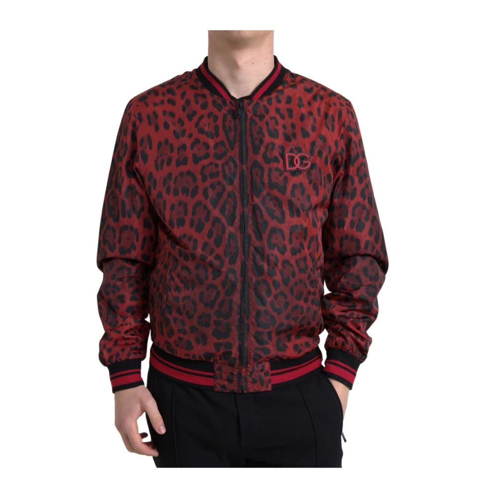 Dolce & Gabbana Herren Rot - E Bomberjacke Mit Leopardenmuster - Jackets - S