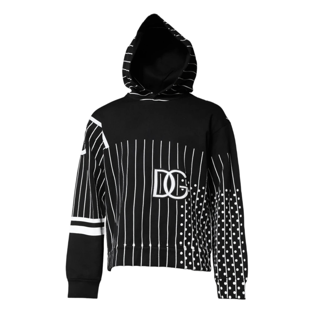Dolce & Gabbana Herren Schwarz - Weiß Gestreifter Kapuzenpullover - Sweatshirts & Hoodies - K - L