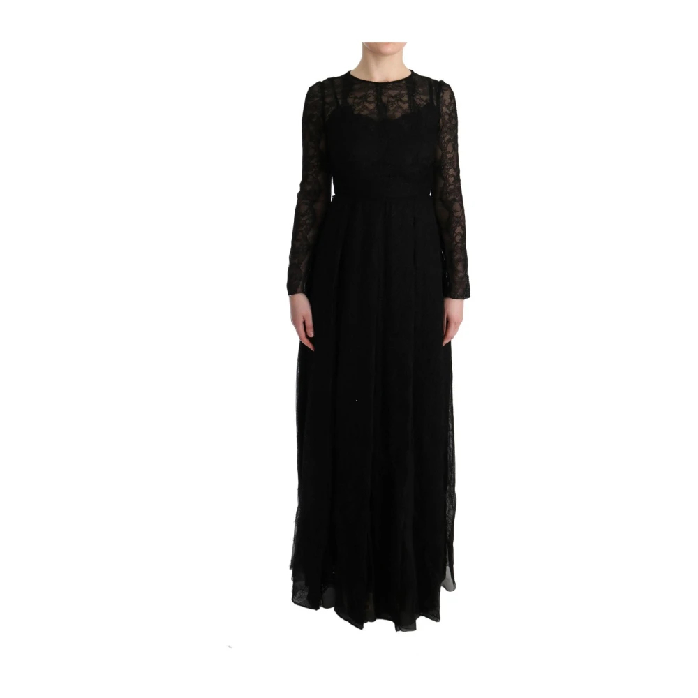 Dolce & Gabbana Damen Schwarz - Floral Lace Sheath Seidenkleid - Dresses - K - Xs