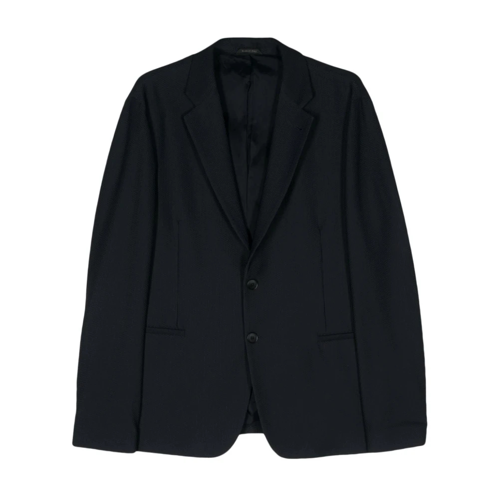 Giorgio Armani - Blaue Piqué Weave Jacke - Jackets - Herren - Blau - 2XL