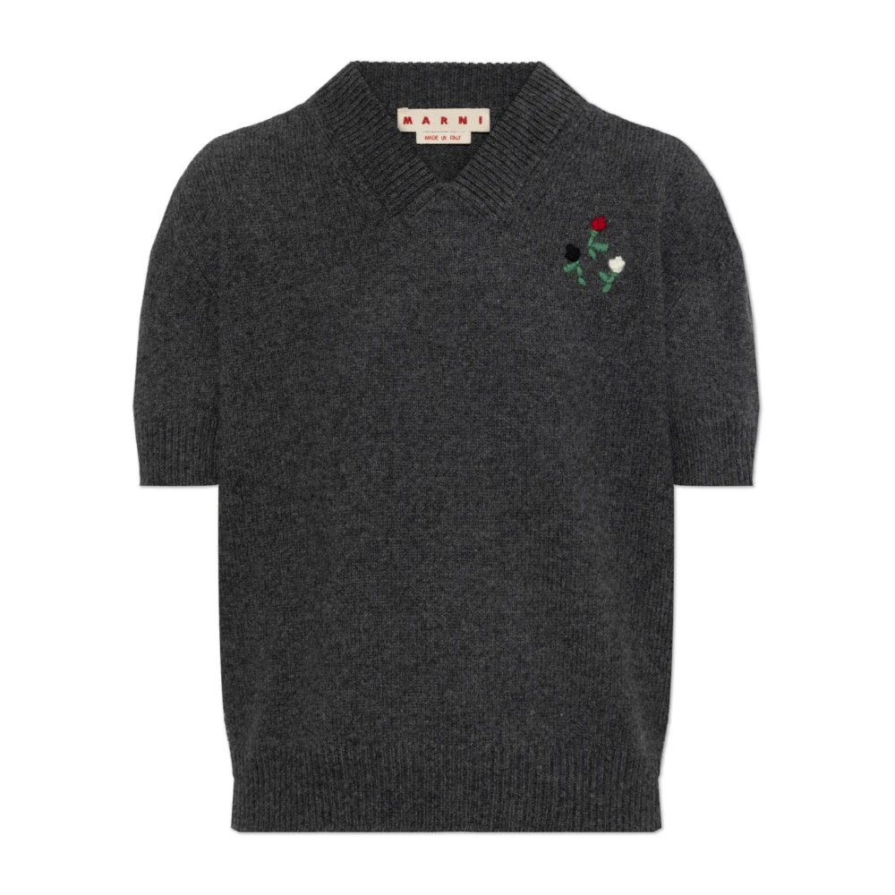 Marni Damen Grau - Wollpullover Mit Kurzen Ärmeln - Knitwear - Xs