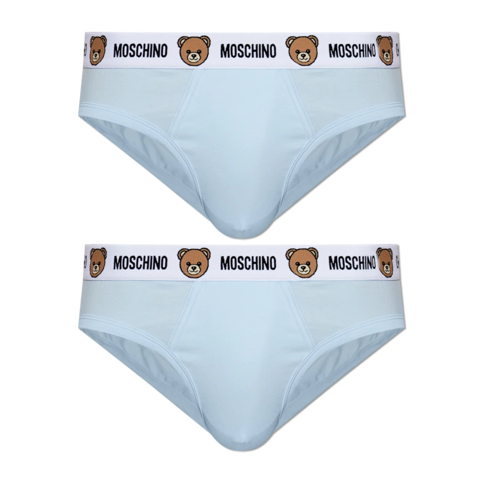 Moschino Herren Blau - Cotton Briefs Zweierpack - Underwear - 2XL