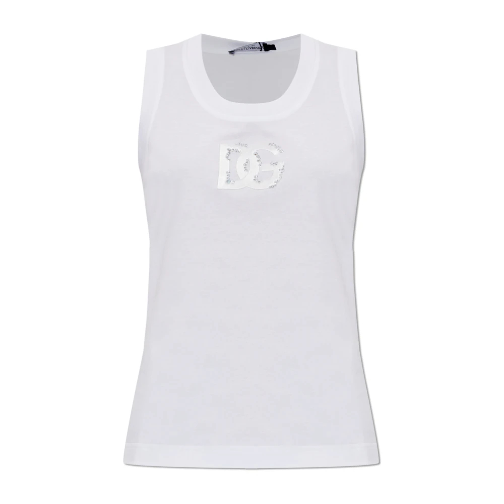 Dolce & Gabbana Damen Weiß - Oversize Jersey Tanktop - Tops - 2XS