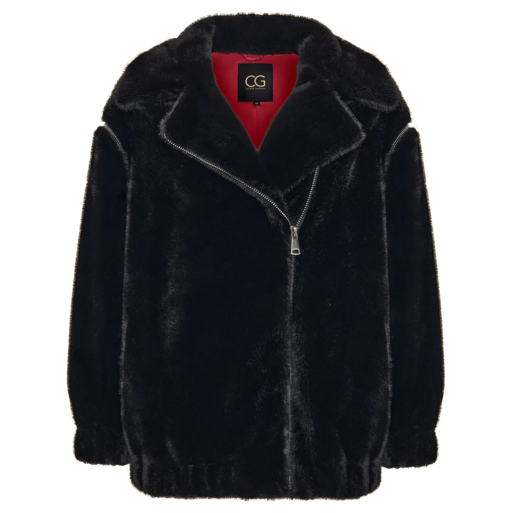 Cesare Gaspari Damen Schwarz - Kurzer Kunstpelzmantel Marilyn - Jackets - K - M