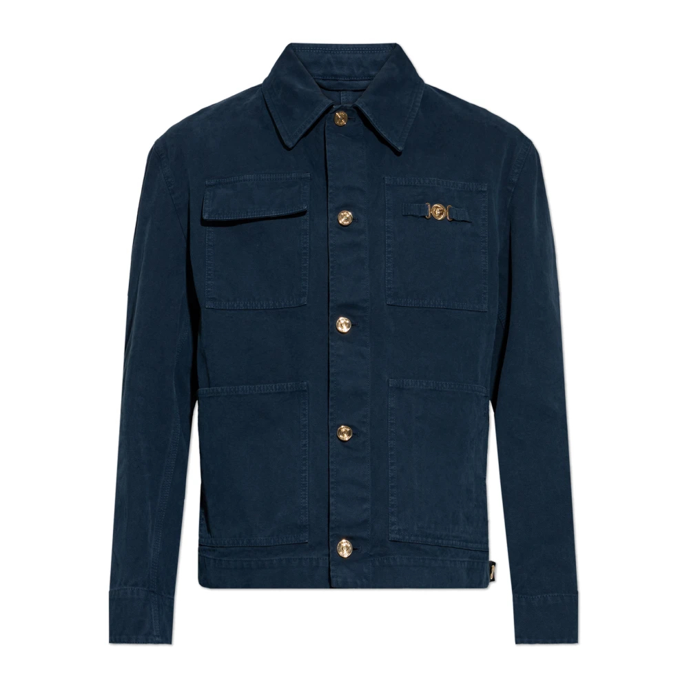Versace Herren Blau - Denimjacke Mit Verzierung - Jackets - Xl