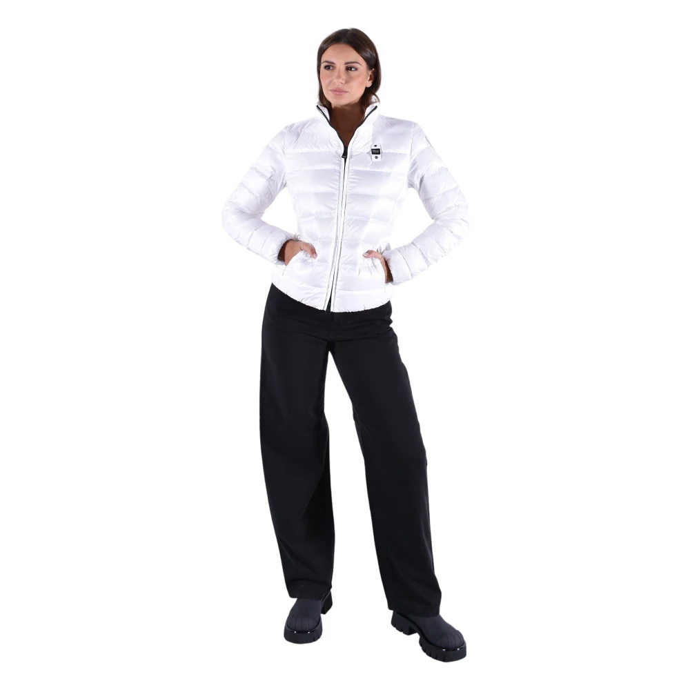 Blauer Damen Weiß - Gesteppte Daunenjacke Mit Streifen - Jackets - M
