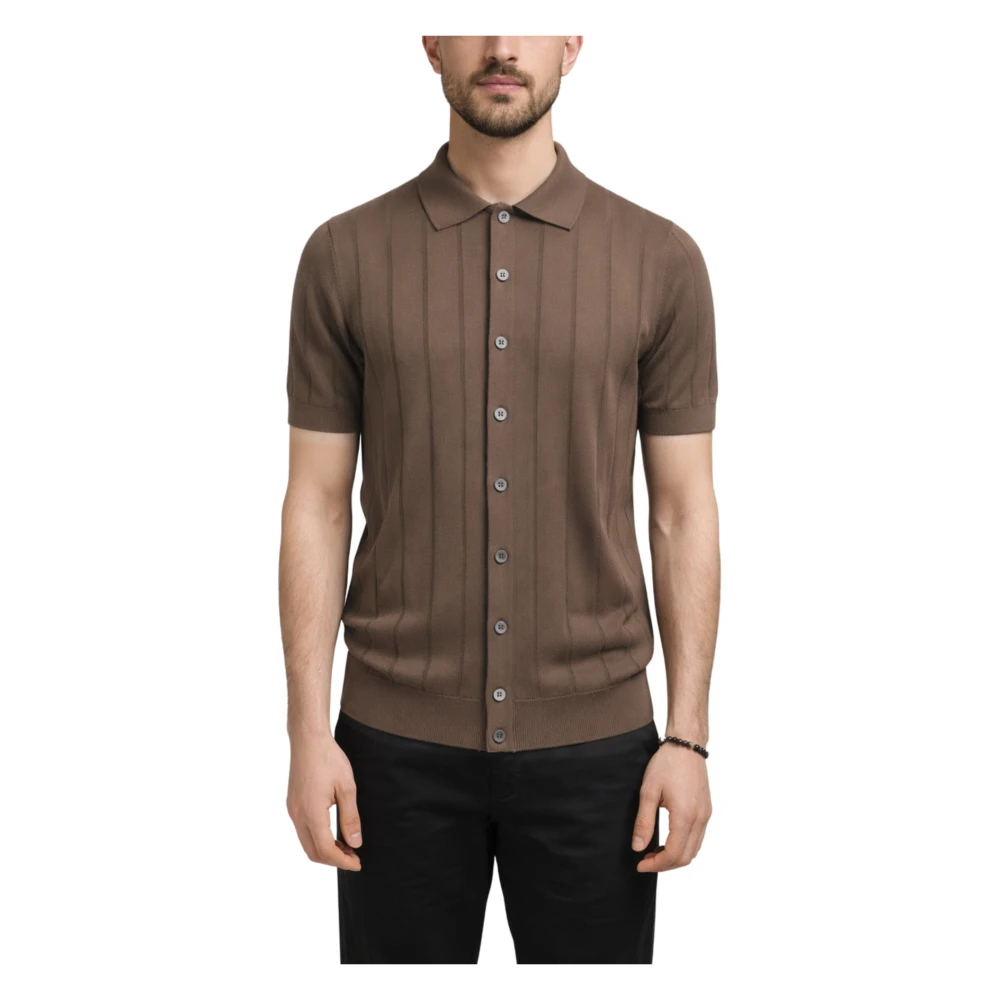 Gran Sasso Herren Braun - Kurzärmeliges Rippstrick-Shirt - Knitwear - M