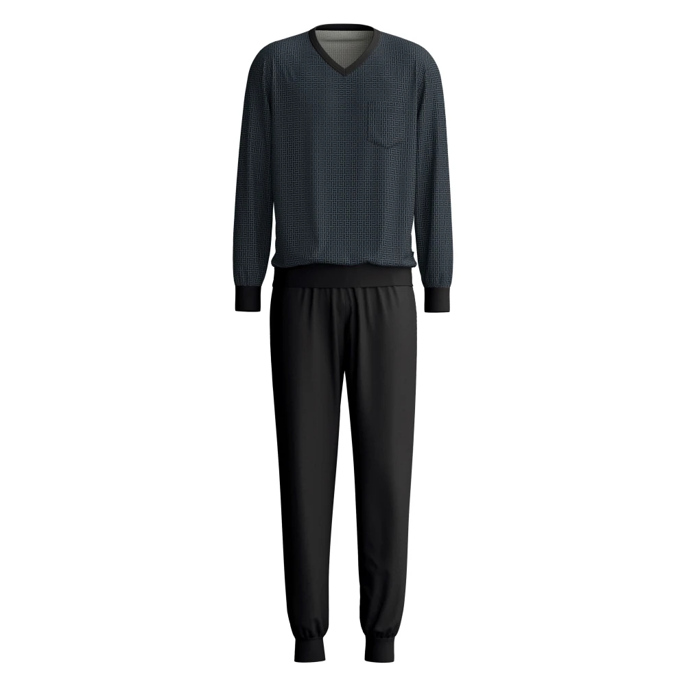 Calida Herren Schwarz Pyjama Mit Bündchen - Bild 5