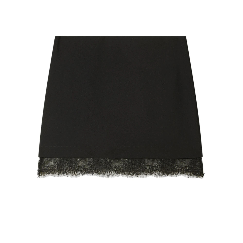 Patrizia Pepe Damen Schwarz - Crepe Minirock Mit Spitze - Skirts - K - L