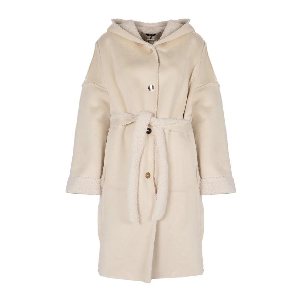 Liu Jo Damen Beige - Klassischer Mantel Mit Kapuze - Coats - M
