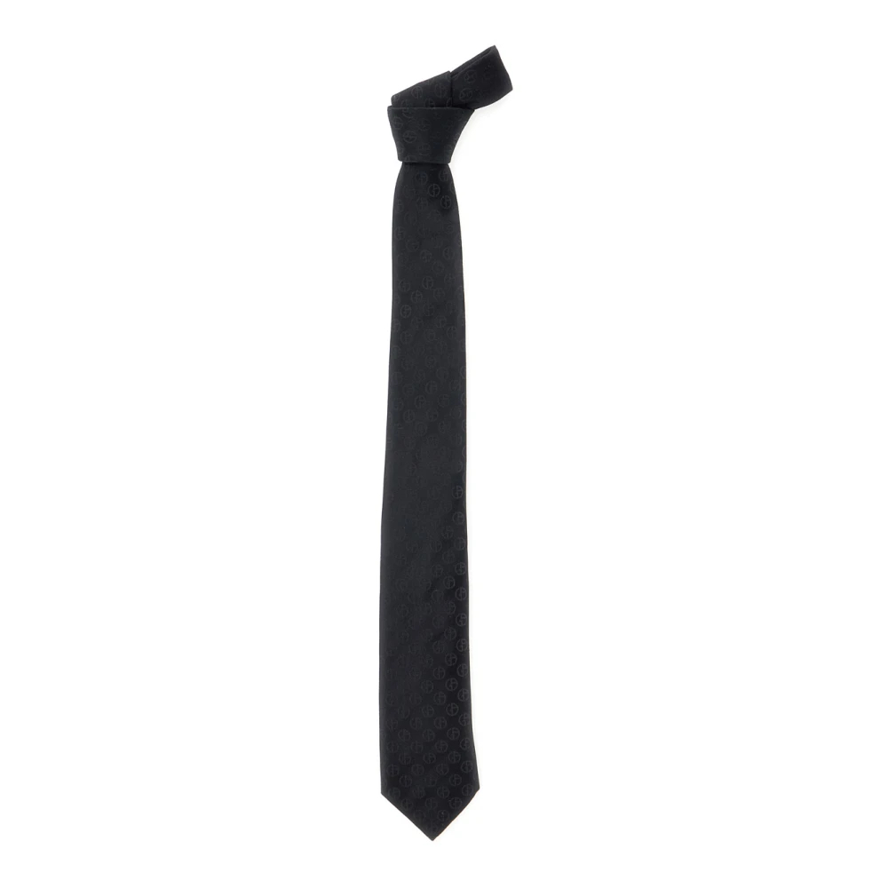 Giorgio Armani Herren Schwarz - Reine Seidenkrawatte Mit Jacquard-Monogramm - Accessories - K - One Size